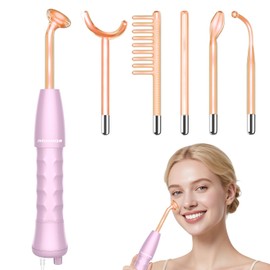 Hochfrequenzstab Gesicht, ROMMQB Professionelle 6 Neon-Hauttherapiegerät, Tragbare Haut Licht Hochfrequenzgerät für Haarwachstum, Akne, Falten-Reduzierung, Hautstraffung Hochfrequenz Gerat Massager