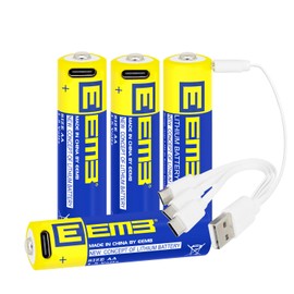 Baterias de Litio AA de 1,5V Recargables 4 Pilas AA USB C 2600mWh