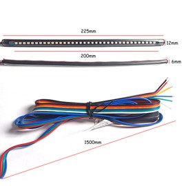 liteball liteball 36LED Motorcycle Tail Strip Light,Waterproof Red&Amber Rear License Plate Light,Turn Signal Brake Running Indicator Tailgate Light Bar