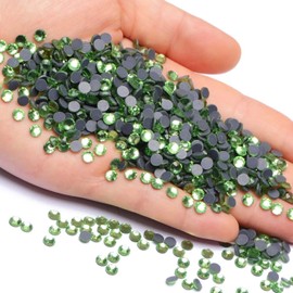 1500 Pieces Hot Fix Glass Flatback Rhinestones HotFix Round Crystal Gems (Peridot, SS16)
