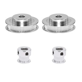 TUZUK 2 Piece Set GT2 Synchronous Wheel 20 & 60 Teeth 8mm Bore Aluminum Timing Belt Pulley with 2pcs Length, 200mm Width, 6mm Belt (20-60T-8B-6)