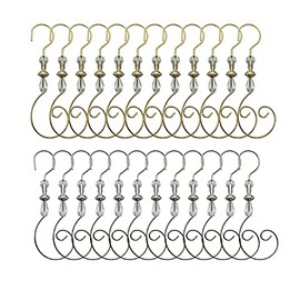 Christmas Ornament Hooks Iron Hook with Acrylic Jewelry Hanger Decoration for Christmas Tree Home Decoration (24 Pieces) (Style B)