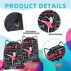 HJKLONE Dance Drawstring Bag Gifts for Dancers Dancer Drawstring Backpack Dance Team Gifts Dance Party Favor Bag (Black,1Pcs)
