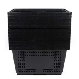 12PCS Black Shopping Basket Portable Plastic Shopping Basket with Handles Retail Tote Bag Market Grocery Store Supplies Handheld Basket 18.9*13*10.2 Inch