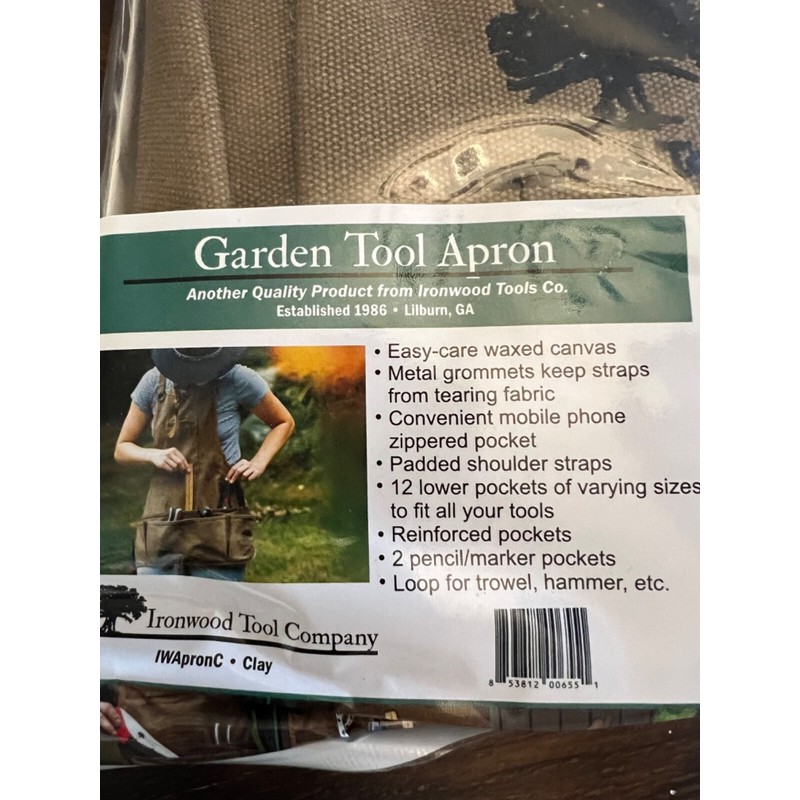 Ironwood Tool Co Garden Tool Apron Waxed Canvas Pockets Shoulder
