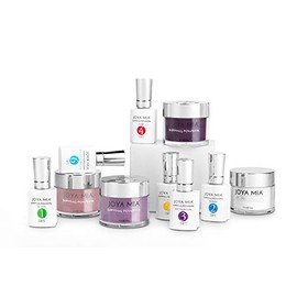 Joya Mia Complete Nail Dipping Powder Starter Kit with Powders, Top, Base, Vitamin Oil, and Brush Save (Glitter Nude Pink, Lilac, Plum)(DPSK-34)