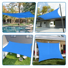 TANG Sun Shade Sail 15'x21' Blue Rectangle Sunshade Cloth UV Block Permeable Sail for Outdoor Patio Garden Pergola Gazebo Deck
