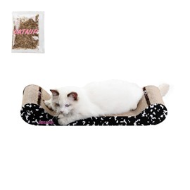 THE LICKER STORE CSR1003B-SET2 Rini 23.75" Modern Cardboard Lounge Bed Cat Scratcher with Built-in Bell Toys and Catnip, Black/White (Set of 2)