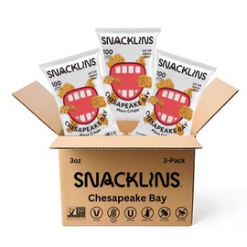 SNACKLINS Plant Based Crisps Family Sized Bag - Gluten Free, Grain Free, Plant Based Crisps, 100% Kosher, Low Calorie and No Added Sugar, Crunchy, Puffed Snack - Chesapeake Bay - 3oz Bag (Case of 3)