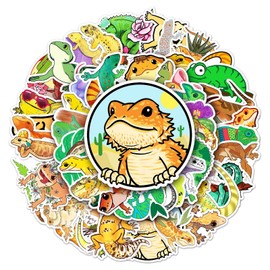50 Packs Gecko Stickers Water Bottles Laptop Phone Motorcycle Computer Guitar Skateboard Hydroflasks Wall Lizard Vinyl Sticker Waterproof Aesthetic Trendy Decals for Teens Girls Adults