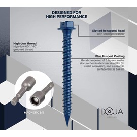 DOJA Industrial Concrete Screws Torx 6.5 mm x 80 mm Pack of 20 Round Head Chipboard Screws Screw Anchor Steel Galvanised Flat Head Universal Screws Countersunk Screws / Wood Screws Torx