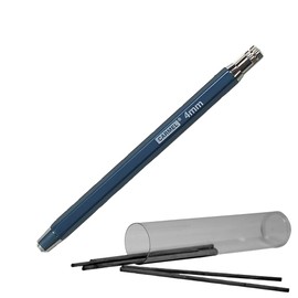 Carmel Mechanical Grease Pencil, 1 Pencil + 25 Refills, Clutch Pencil with Thick Waxy Leads, 4mm Lead Holder for Drawing, Wax Pencil for Holding Soft Greasy Leads, Mechanical China Marker (Silver)