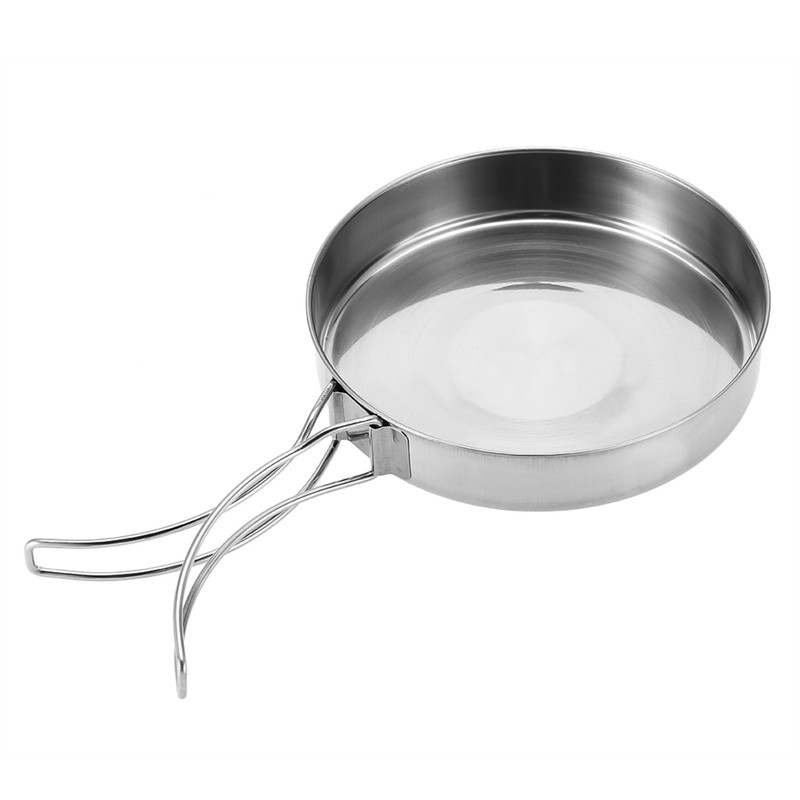 4Pcs Portable Stainless Steel Cookware Set Camping Picnic Outdoor Pan