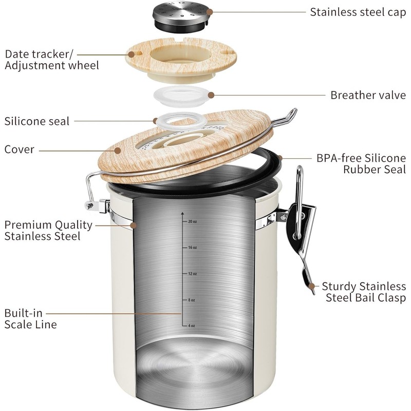 Veken Coffee Sugar Canister with Window, Coffee Lover Gift Set,Airtight