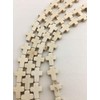 JM Design White Magnesite Turquoise Cross Size 8x10mm 15.5" Strand