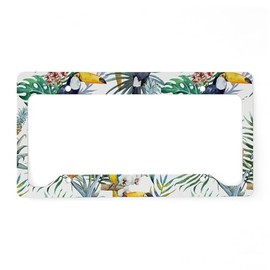 CafePress Vintage Chic Pinapple Tropica License Plate Holder Aluminum License Plate Frame, License Tag Holder