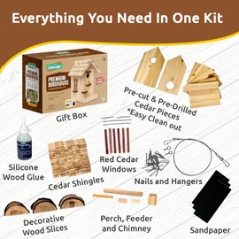 SparkJump Premium Wooden Bird House Kit - Build it Yourself Birdhouse - Birdhouse Kits for Adults to Build - Woodworking Adult Crafts & DIY Bird House