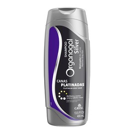 Organogal, Shampoo Silver, abrillanta y matiza canas y cabellos claros, 400 ml