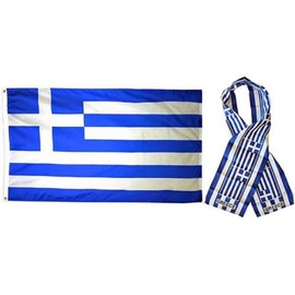 K's Novelties Wholesale Combo Set Greece Country 3x5 3’x5’ Flag and 8"x60" Scarf