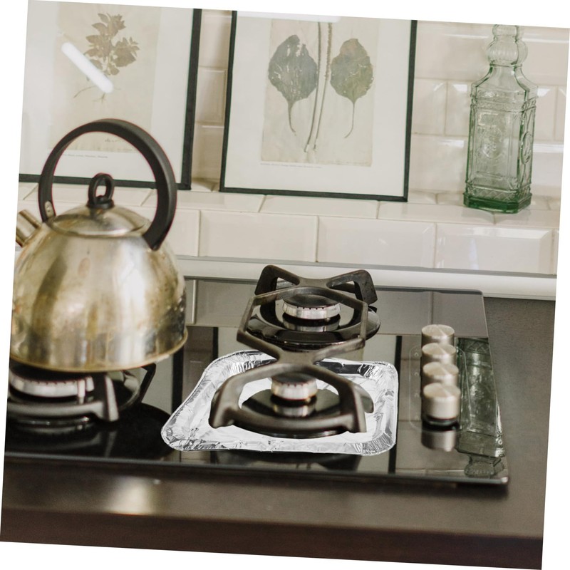 Operitacx 10Pcs Gas Stove Burner Liners Thickened Aluminum Foil Protectors