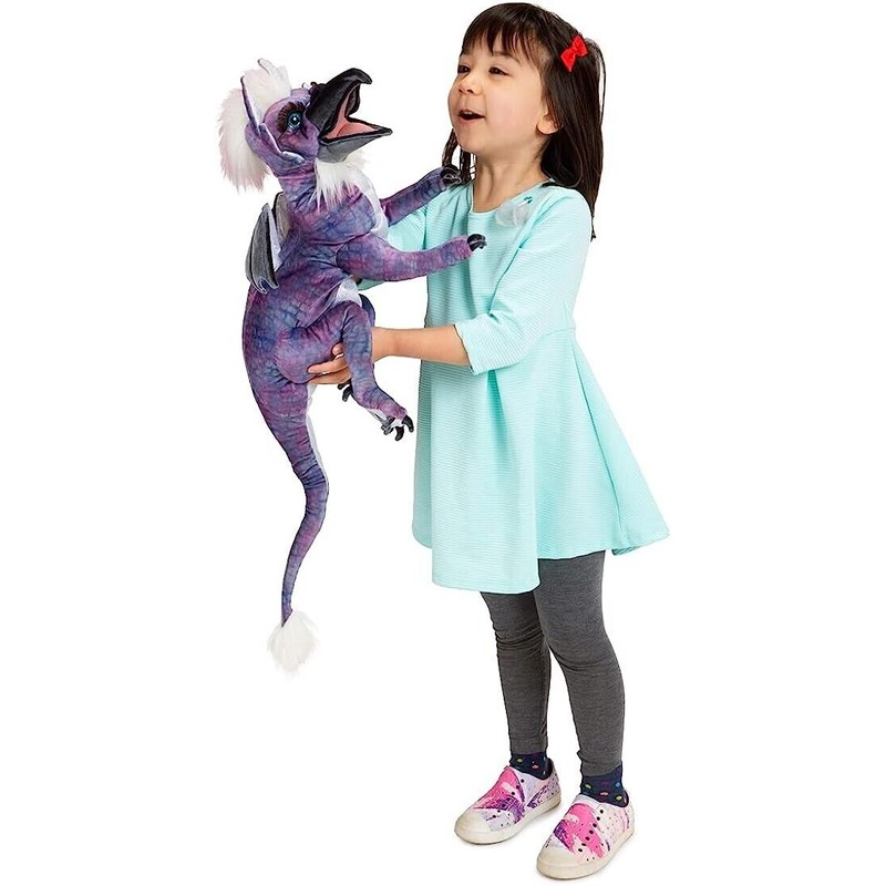 Folkmanis Beaked Dragon Hand Puppet Purple Black White Easily Animate