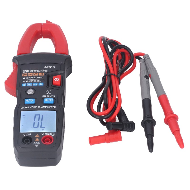 Digital Clamp Meter Automatic Intelligent Voice Announcement ABS Red Multi