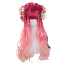 Lolita Wig, Harajuku Style, GAL Series, Goth Loli, Cosplay, Wig, Heat Resistant, Long, Curly Hair (Red Mesh), Gothic Forest Girl, Dream, Cute, Princess, Small Face, Party, Halloween, Costume, Everyday