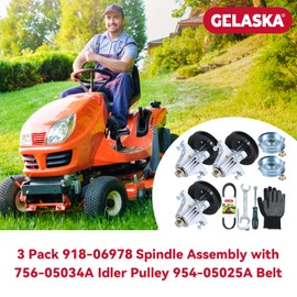 GELASKA 3 Pack 918-06978 Spindle Assembly with 756-05034A Idler Pulley 954-05025A Belt Replaces 618-06978 for Cub Cadet XT1-ST54, XT2-GX54, XT1-GT54, XT2-ST54 Mowers