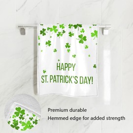 senya St. Patrick's Day Hand Towels, Happy St.Patrick's Clovers Highly Absorbent Hand Towels for Bathroom