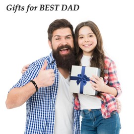 Fathers Day Dad Gifts for Men Gifts for Dad from Daughter To My Best DAD Birthday Gift Infinity Leather Cuff Bangle Bracelets Valentines Christmas Stocking Stuffers Present for Daddy Jewelry, Black