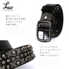 Laquest Men's Skull Studded Belt, Genuine Leather, Skull, Studs, Leather,