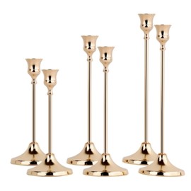 AUMAYCO French Gold Candlestick Holders Set of 6, Metal Taper Candle Holders, Classic Decorative Candle Stick for Christmas, Wedding, Party, Dinner Tables,Home Décor