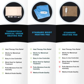 Medical Grade Heating pad with Auto Moist Heat by Thermotech - High Heat Heating Pad for Back Pain and Cramps - Versatile Medium Analogue - 14" x 17" - with Manual Clicker Controller