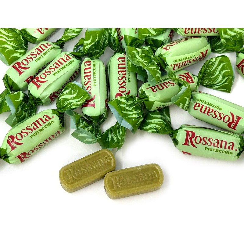 SweetGourmet Rossana Pistachio Paste Center Filled Hard Candy, Italian Wrapped