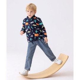 Feidoog Toddler Kids Polar Fleece Warm Jacket Baby Boys Girls Autumn Winter Zip-up Lightweight Long Sleeve Jacket,Dark Blue,4-5T