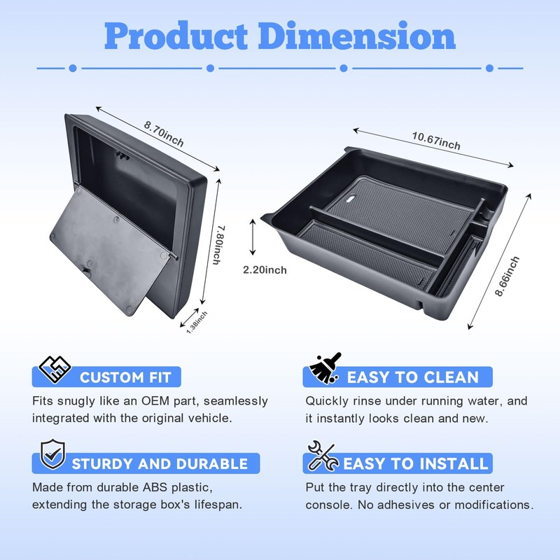 EDBETOS 2PCS Center Console Organizer & Armrest Hidden Storage Box