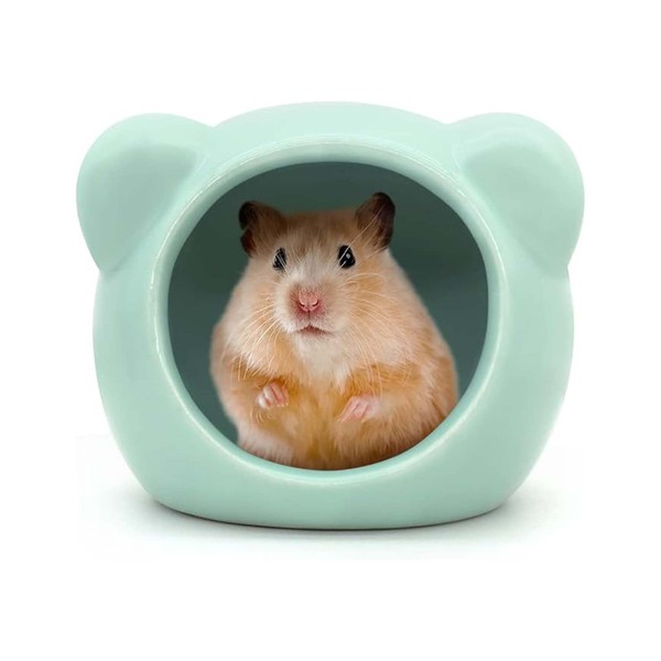 AegatarLue Cool Hamster House Small Animal Habitat Décor, Bear-Shaped Mini