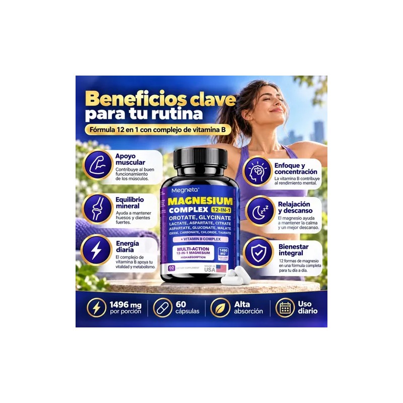 Complejo Magnesio 1496 Vitamina Cápsulas Diario