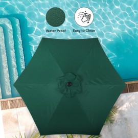 Simple Deluxe 7.5ft Patio Umbrella Outdoor Table Market Yard Umbrella with Push Button Tilt/Crank, 6 Sturdy Ribs for Garden, Deck, Backyard, Pool, Green