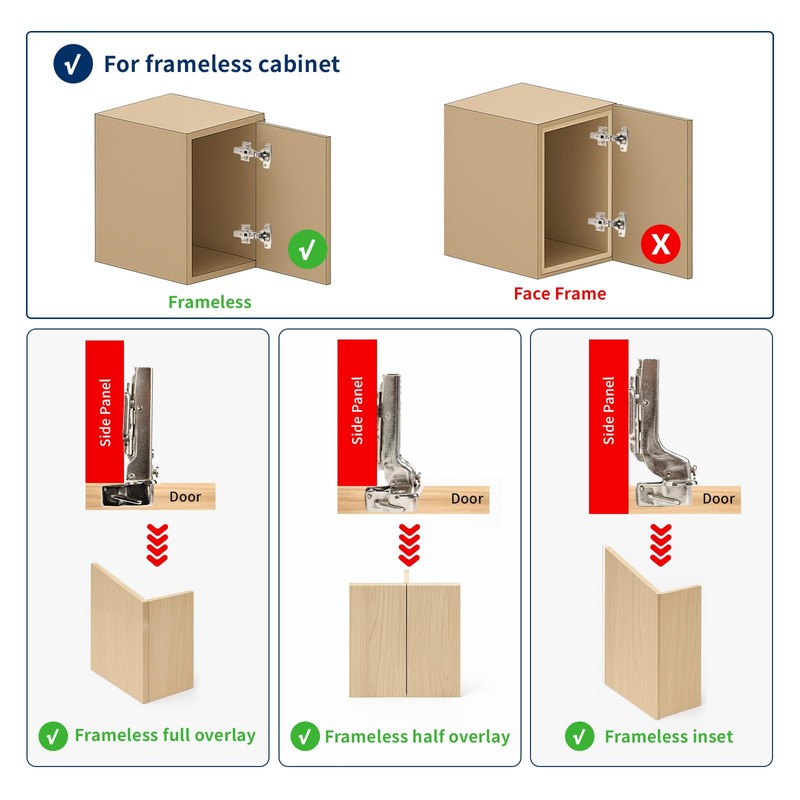 10 Pack Frameless Full Overlay Soft Close European Cabinet Hinges,4D