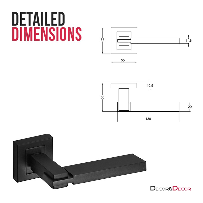 Decoranddecor Nexus Black Internal Door Handles – Aluminium Handle Sets