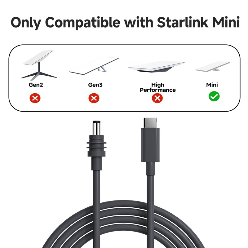 StarLink Mini Power Cable, 100W USB C to DC Cable