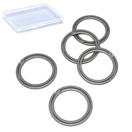 TAKES Titanium Keyring, Double Ring, Keychain, Keychain, Lightweight, Slim, Pack of 5, Durable, Brushed with Case, 5 x Small Round