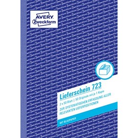AVERY Zweckform 723 Lieferschein (A5, 2x50 Blatt, mit einem Blatt Blaupapier und einem blanko Durchschlag, zur systematischen Erfassung aller relevanten Lieferpositionen) weiß, 1 Stück