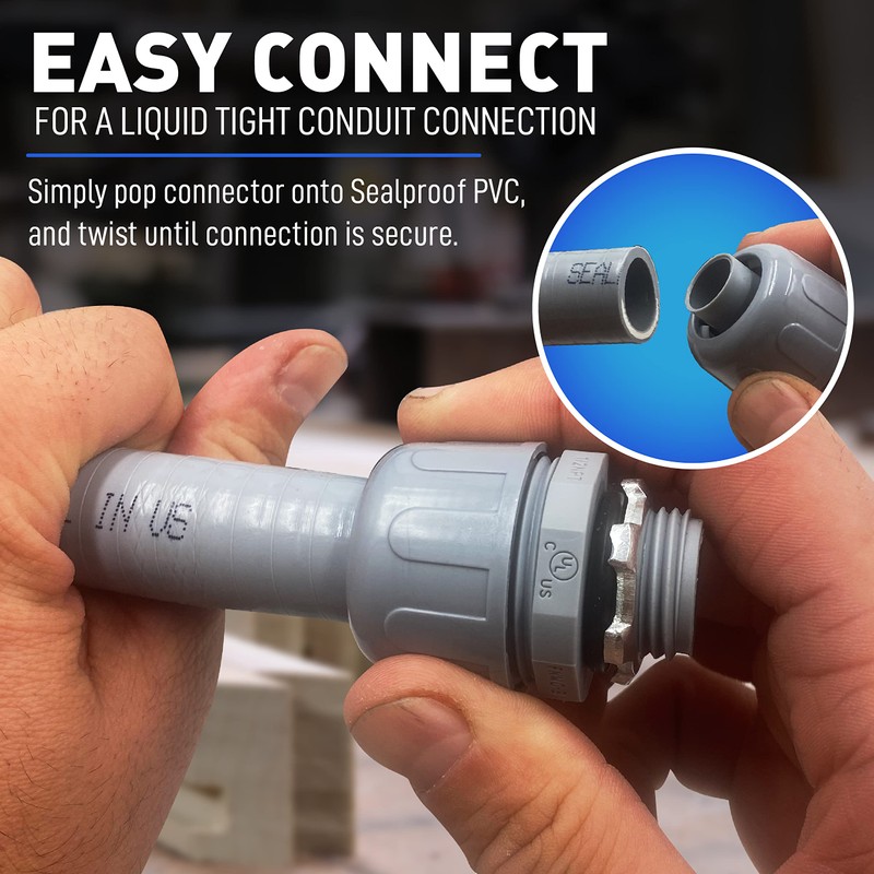 Sealproof 1/2-Inch Non-Metallic Liquid-Tight Conduit and Connector Kit, 25 Foot