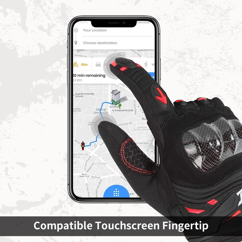 Scoyco Full Finger Touchscreen Motorcycle Riding Gloves Carbon Knuckle Armor