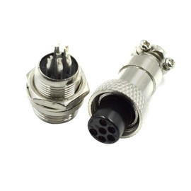 Hxchen Conector de panel hembra macho de metal de 6 pines, 12 mm, GX12-6P, enchufe de aviación plateado, (2 juegos)