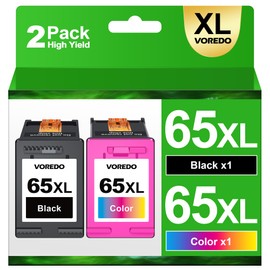 65XL 65 Ink Cartridges Black/Color Combo Pack | 2-Pack | for HP Ink 65 65 XL | Works for HP Deskjet 3700 3755 3752 3772, Envy 5055 5058 5052 5032 5000 Series | T0A36AN