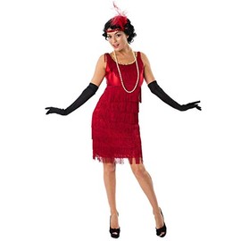 Ladies Red Flapper Dress 1920s Gatsby Charleston Fancy Costume Large