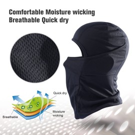 KOOYU Balaclava Ski Mask - Neck Gaiter Face Bandana & Anti Dust Face Scarf (Black+Light Blue)
